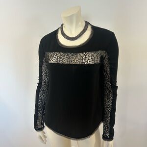 Gorgeous RACHEL Rachel Roy Black Top with Lace cut outs❤️S